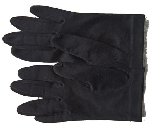 Vintage Black Gloves Sz 6 6.5 Driving Gloves Mid … - image 3