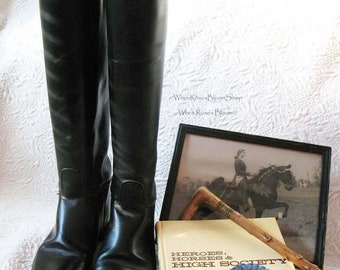 Sz 10 Riding Boots Vintage Black English Hunt tall boot Man Decor Photo Prop Dressage Military Cosplay Poldark Ralph Lauren When Roses Bloom