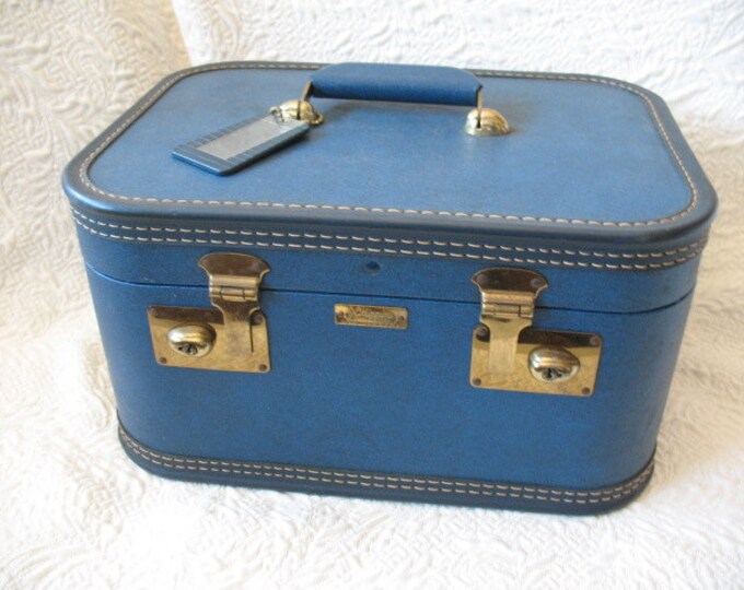 Vintage Blue Train Case JC Higgins Quality Ladies Luggage Etsy