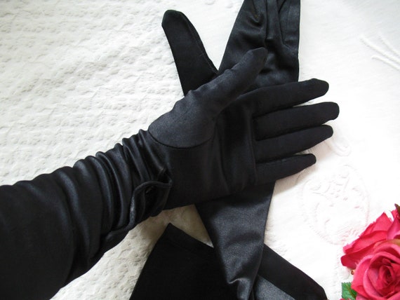 Vintage Gloves Black Long Opera Debutante Present… - image 4