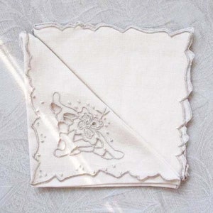 Vintage Madeira Napkins Set/4 Cutwork Embroidery Heirloom Linens NOS new old stock elegant tea napkins Shabby Chic Cottage When Roses Bloom image 4