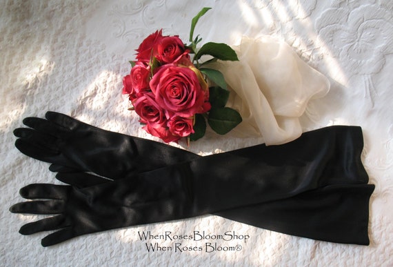 Vintage Gloves Black Long Opera Debutante Present… - image 2