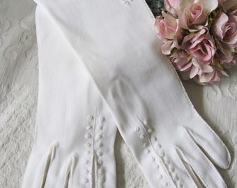 Vintage White Gloves Size 7-8 Wedding Classic Retro Mid Century Bride Bridesmaid Downton Austen Cosplay  When Roses Bloom