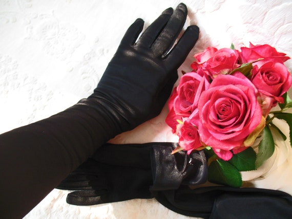 Vintage Gloves Black Long Opera Debutante Present… - image 3