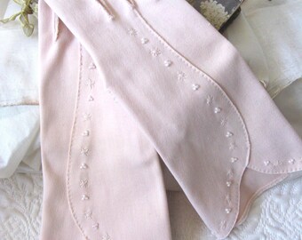 Vintage Gloves Flesh Pink Size 7 w/Beads  embroidered Wedding Tea Dance Evening Retro Mid Century Hollywood Glamour Cosplay WhenRosesBloom