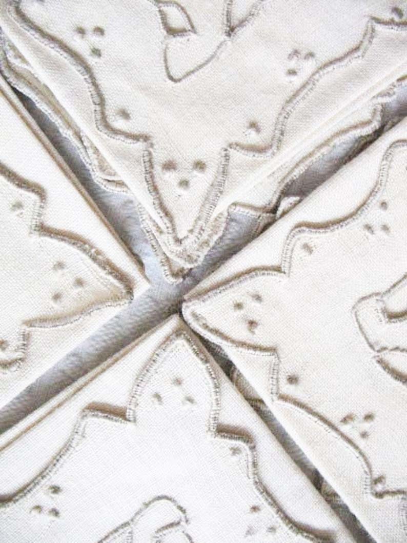 Vintage Madeira Napkins Set/4 Cutwork Embroidery Heirloom Linens NOS new old stock elegant tea napkins Shabby Chic Cottage When Roses Bloom image 6