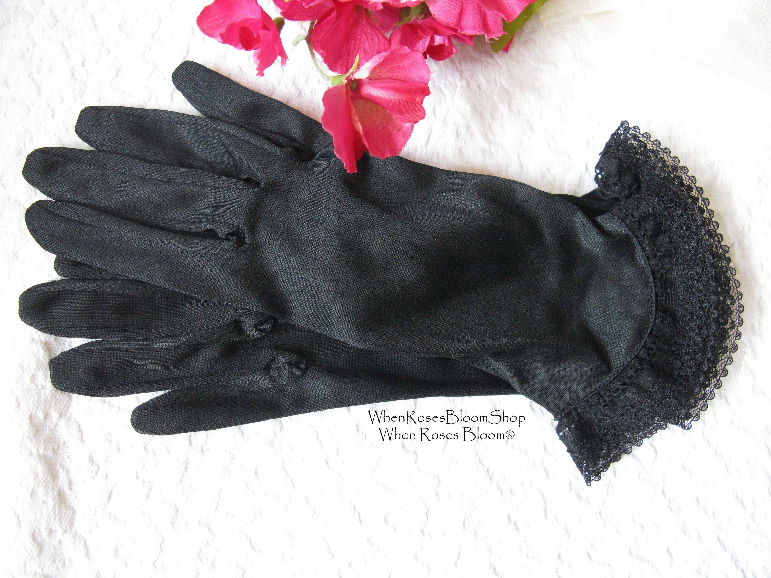 Vintage Gloves Black Sz 6.5 Nylon Retro Mid Century 40s 50s - Etsy