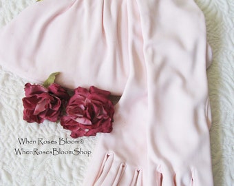 Pink Purse and Gloves Size 7 Vintage Retro Mid Century Dance Tea Party Audrey Hepburn 60s 70s Cosplay When Roses Bloom