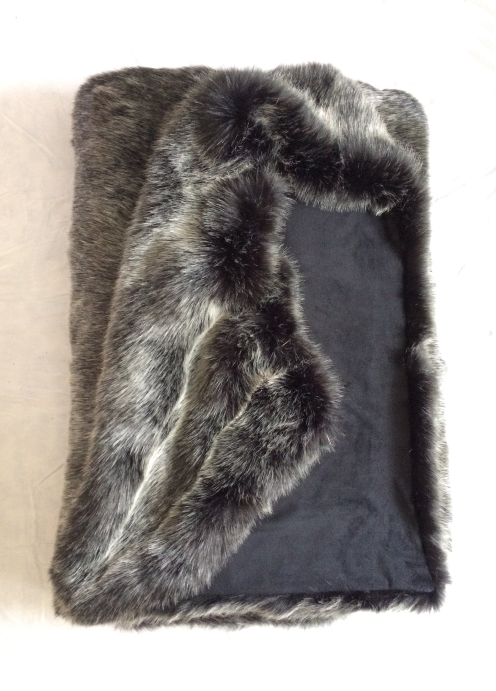 Exquisite Silver Fox Faux Fur Throw/blanket, Extra Soft, Large, 60 X 72