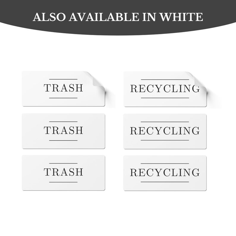 Trash and Recycle Stickers Set of 6 More Colors Waterproof Matte Finish