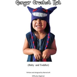 Patrón de crochet para gorro de Gengar (¡todos los tamaños !)