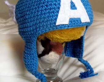 Captain America inspired Crochet Hat, Geeky Baby Gift