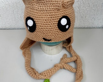 Gorro de ganchillo inspirado en Groot de bebé super lindo. ¡Todos los tamaños!