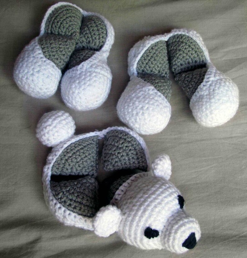 Super Cute 3 Pack Northern Animals Amamani Polar Bear, Moose and Baby Seal Amigurumi, Crochet Puzzle Ball Completely Baby Safe. 7 in image 5