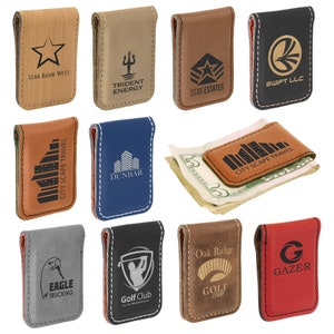 Custom Logo Leatherette Money Clip | Personalized Gifts