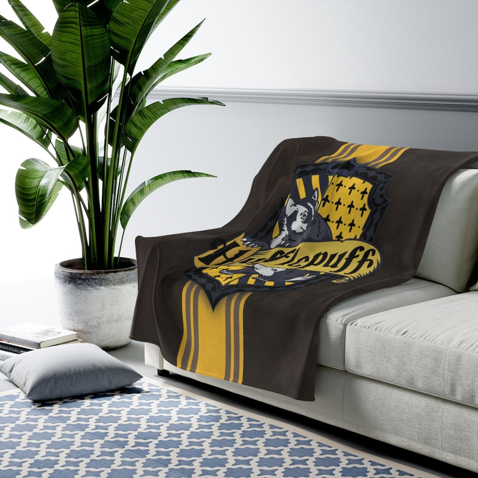 Hufflepuff Blanket Hogwarts Houses Soft Plush Throw Etsy