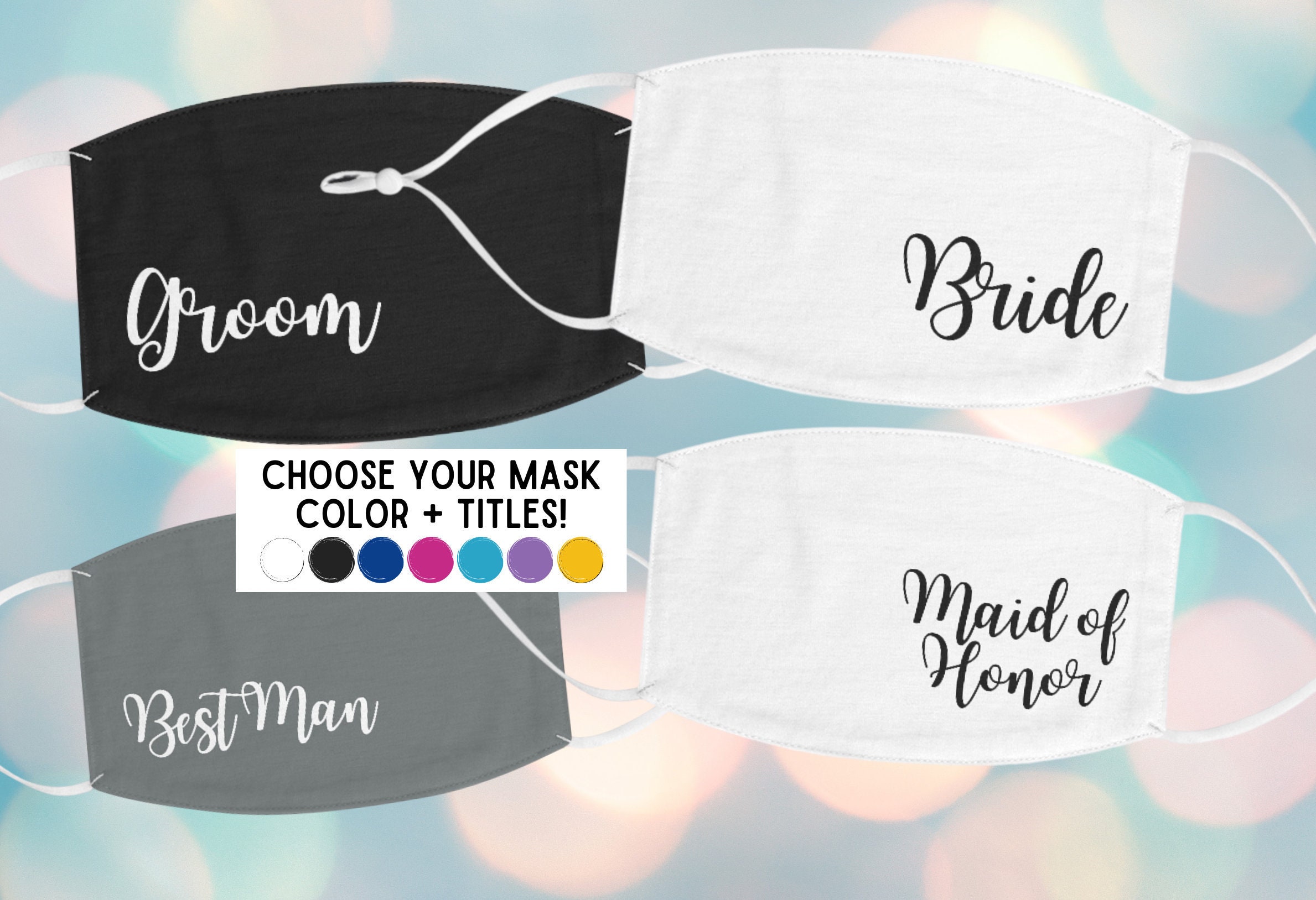 Complete Wedding Party Face Masks Bridal Party Wedding Etsy