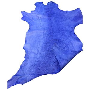 Blue Leather Hides, Rustic Genuine Veg Tanned Skins, Crafting Material for Bookbinding, DIY Upholstery & Home Decor, Thin Sewing Fabric 964