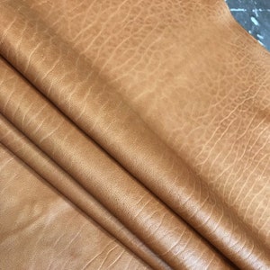 SALE Dark Camel Color Leather, Real Lambskin Hides, Smooth finish, Bookbinding Cover, Thin Upholstery Fabric, Craft Material, Home Decor 424