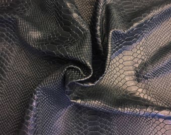 Blue Snakeskin Leather Hide, Embossed Skins, Thin Soft Sewing Material, Upholstery Fabric, DIY Home Decor, Crafters Supply, Bookbinding 951