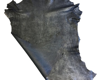 Dark Blue Genuine Leather Hides, Soft Metallic Rustic Lambskin, Craft Sewing Material, Thin Upholstery Projects, DIY Bookbinding Fabric 922