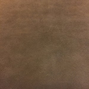May include: Close-up of a brown leather material with a textured, dotted pattern. The leather has a matte finish and a warm, earthy tone, with subtle variations in color across the surface.