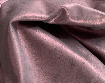 Purple Metallic Rustic Leather Hides, Distressed Finish for Crafting, Sewing & Home Decor, Unique DIY Material, Soft Bookbinding Fabric F842