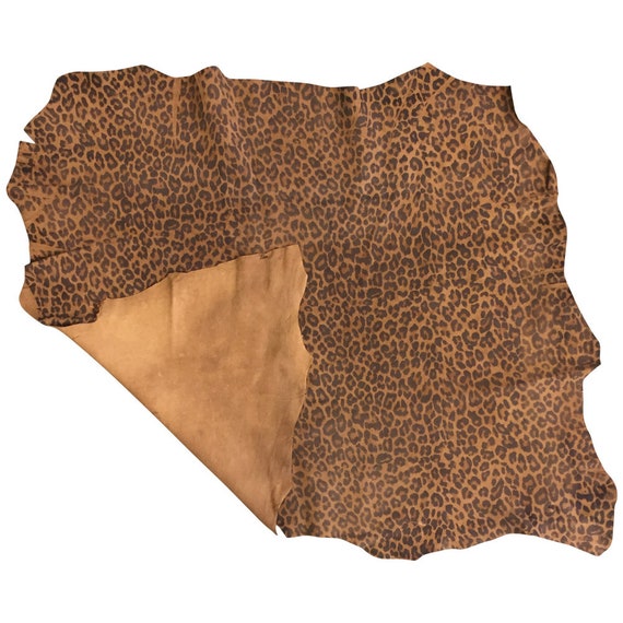 Leopard Print Leather Hides Genuine Suede Thin Lamb Skin Craft DIY Material F612