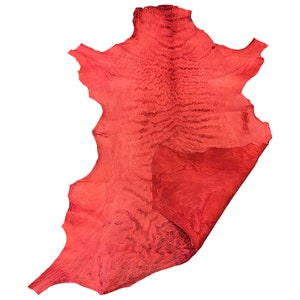 SALE Red Leather Hides, Genuine Lambskin Skins, Soft Upholstery Fabric, Veg Tanned Material, Thin Craft DIY Fabric, Rustic Finish F966S
