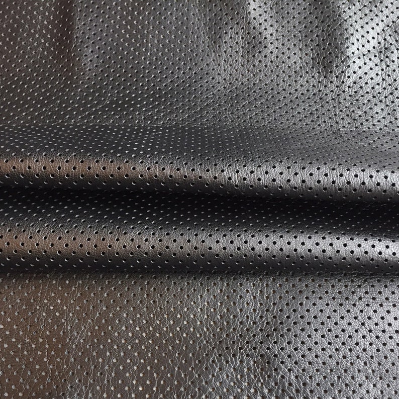 Black Perforated Leather Hide Real Soft Lambskin Craft Etsy