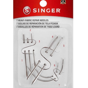 Singer needles, Variety Pack for Hand Sewing, Heavy Duty Household Needles for Leather Work, Crafting Tools, 7 Different Shapes and Sizes