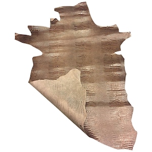 Brown Snakeskin Embossed Leather Hide, Exotic Crafting Material, Durable Accessory Leather FS961