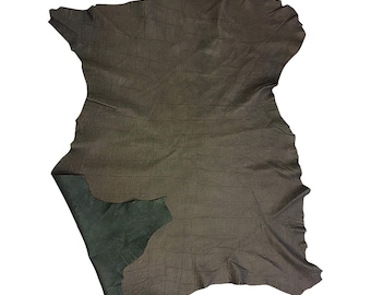 Green Suede Leather Hides, Crocodile Embossed Skins, Soft Thin Lambskin, Crafting Material, Home Sewing Fabric, Bookbinding, Upholstery 954