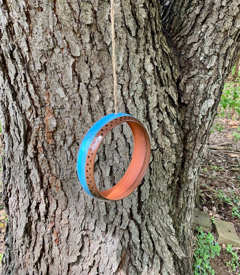 Ceramic Circular Bird Feeder Handmade Wheel Thrown Pottery Etsy