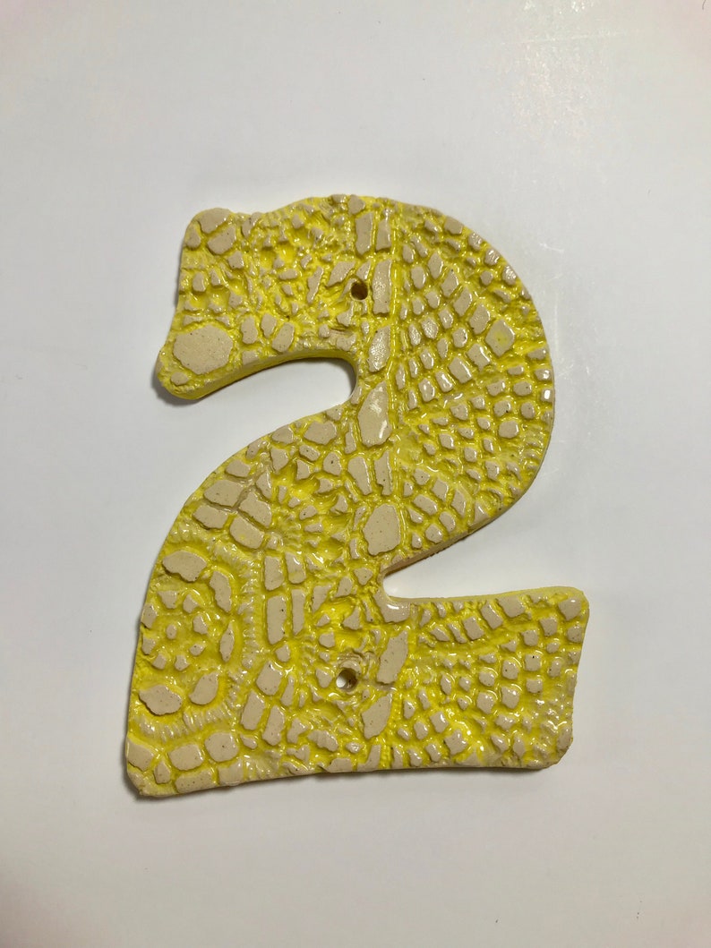 Handmade Ceramic House Address Numbers Two Doily Impression Stoneware Tiles with Nail Holes in Various Glaze Colors Maple Leaf Ceramics