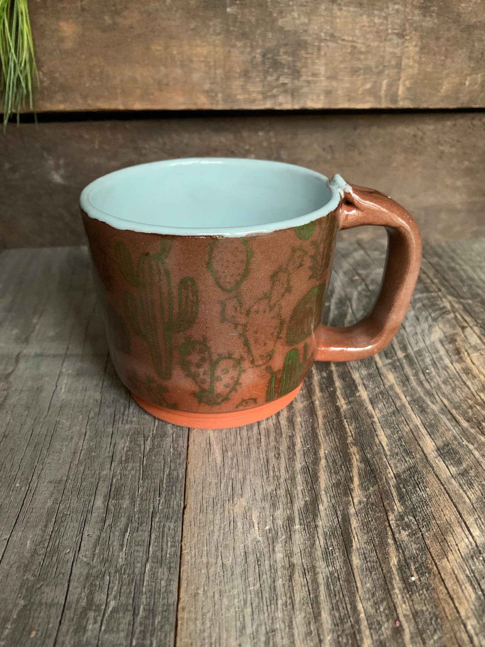 Terra Cotta Red Wheel Thrown Cup Coffee Mug 11 oz. Turquoise | Etsy