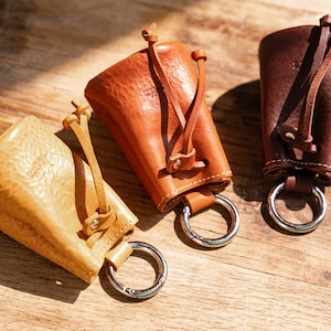Porte-monnaie en cuir, mini pochette, petite pochette en cuir à cordon, 3844