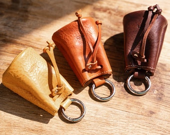 Leather Coin Purse, Mini Pouch, Small Drawstring Leather Pouch, 3844