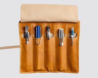 Leather Pen Pouch, Leather Pencil Case, Rolling Fountain Pen Pouch, 5507