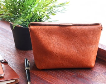 Leather Utility Pouch, Small Pouch, Leather Cosmetic Pouch, 3520