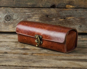 Leather Pen Case, Pencil Case, Handmade Pen Case, 5504