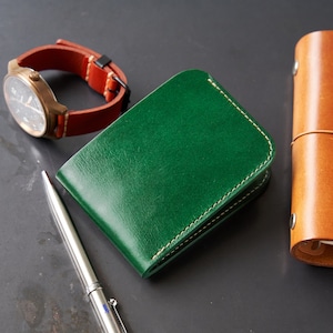 Billetera plegable, billetera de cuero, billetera plegable, billetera plegable de cuero para hombre, 3430