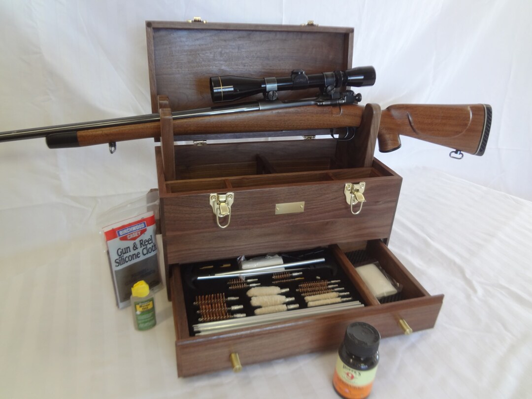 Solid Walnut Gun Cleaning Box 