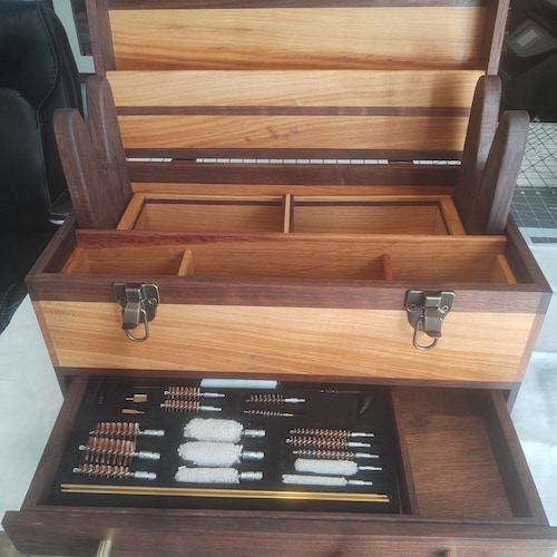 Solid Walnut Gun Cleaning Box - Etsy