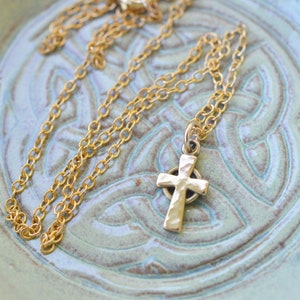 The Emmery Classic Celtic Cross Necklace in Yellow Bronze and Gold-Filled