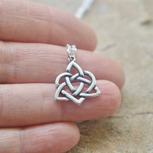 Petite Sister Knot Eternal Heart Solid Sterling Silver Necklace- Smaller Size