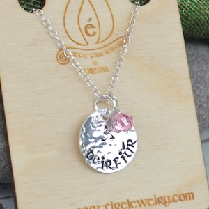 Deirfiúr (Sister in Gaelic) Hand-Stamped Sterling Silver Necklace