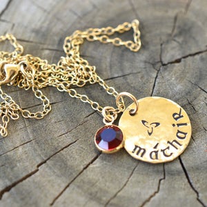 Máthair (Mother in Gaelic) Hand-Stamped Gold-Filled Necklace