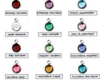 Add a Silver European Crystal Birthstone Channel Drop- January through December
