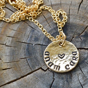 Anam Cara (Soul Mate/Friend in Gaelic) Circular Hand-Stamped Gold-Filled Necklace